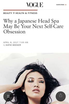 Experience a Relaxing Treatment! Thank you @vogue