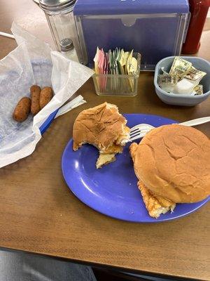 Cat fish sandwich and Hush Puppies