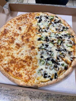 1/2 Cheese and 1/2 Jalapeno/Mushroom/Black Olive/Chicken