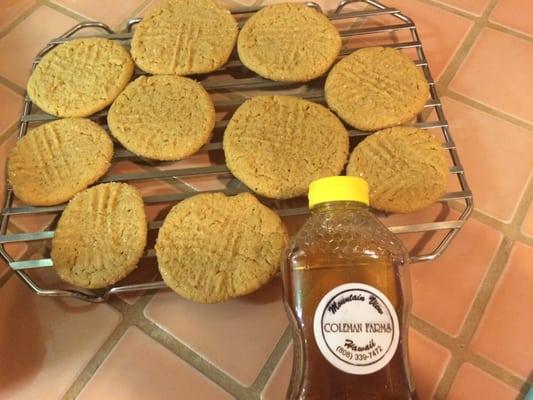 Honey peanut butter cookies made with Coleman farms honey ...