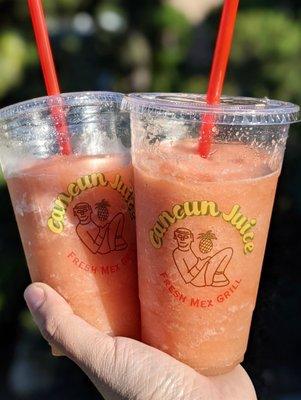 Two chillyone, a really good smoothie with pineapple, lime, cucumber, and watermelon