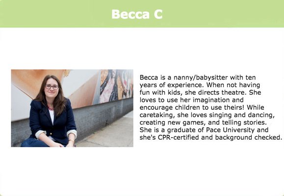 Babysitter in Brooklyn, Manhattan, and Queens--Becca!