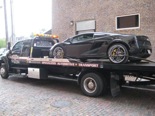 Lamborghini loaded for delivery downtown Tampa.