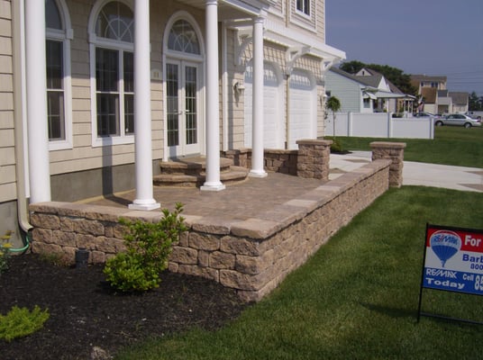 Stone Patio, Retaining Wall & Radius Stairs