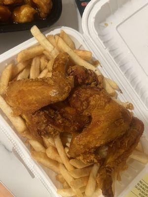 a. fried chicken wings with french fries