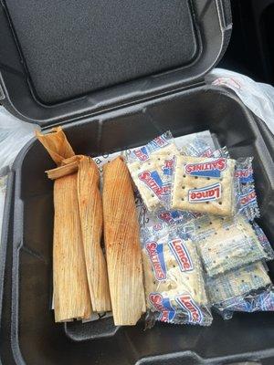 Horrible 3 Delta Hot Tamales. They are dry, stiff and served cold .