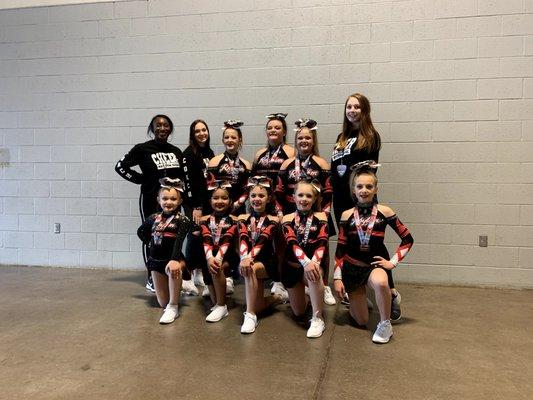 Cheer team competing at Rockstar in Ok.