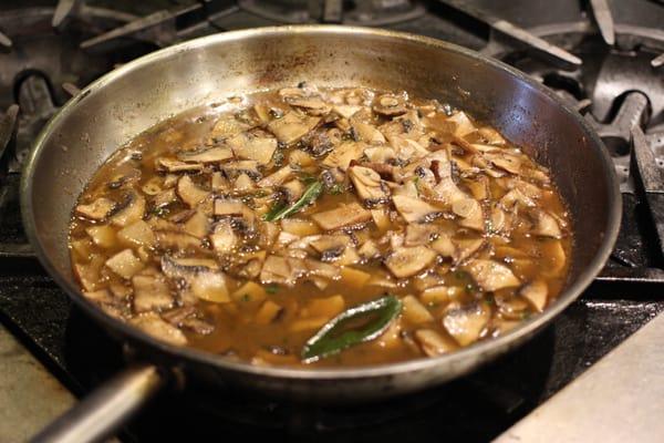 Brown butter and sage mushroom pasta sauce to top housemade noodles