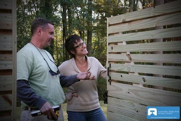 Residential wood driveway gate