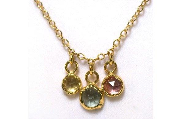 Yellow Gold Necklace with Yellow, Blue, and Pink Sapphires by Elizabeth Street