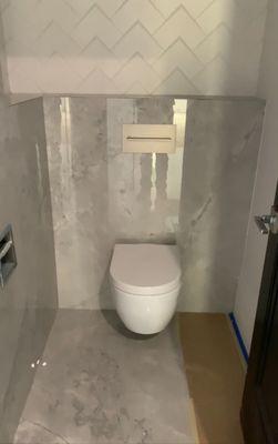 Toilet installed in new bathroom remodel