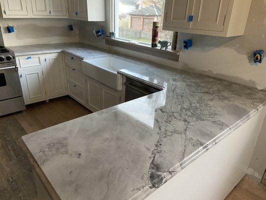 Super White Calacatta Dolomite kitchen countertops