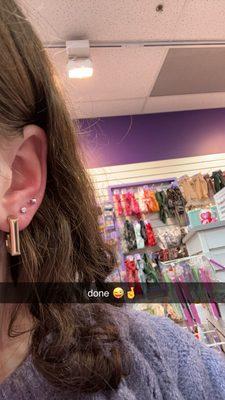 ear piercing (2nd and 3rds)