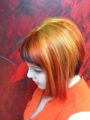 Bold Fire Inspiration colors.  Pravana Vivids Color Line At Studio Red Hair Salon......Color Created by Julie Hamlin