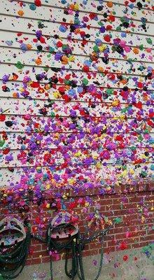 Kids get to smooch up toilet paper and them throw it on the outside walls!