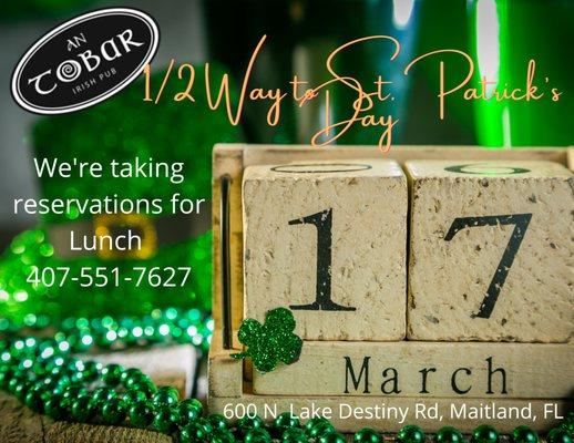 St. Patrick's Day is almost here! The party starts at 11am.