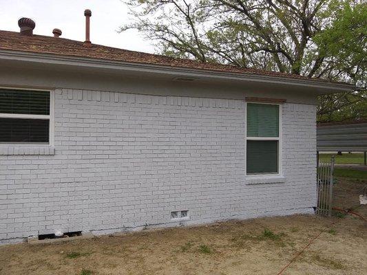 Exterior-stained brick house