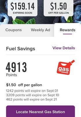 I have points for $1.50 off a gallon of gas they gave me .10 cents off. No one will answer my call. I'm mad as a hornet.