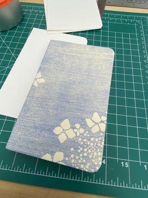 Finished notebook after edges are cut. Final piece!