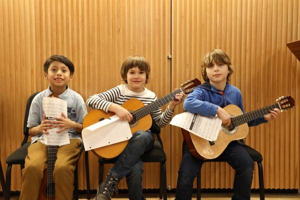 Students waiting to perform at Music Hour at Third Street. Music Hour is a low-pressure performance opportunity that occur weekly.