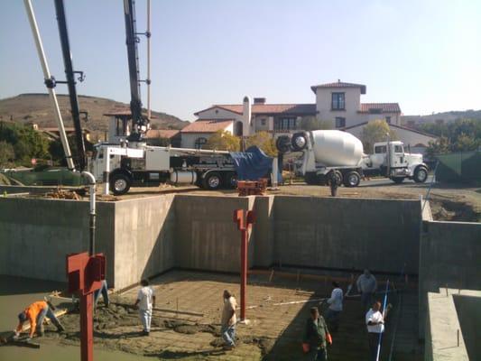 Pouring  The Basement for a Custom House In Newport Beach,Ca