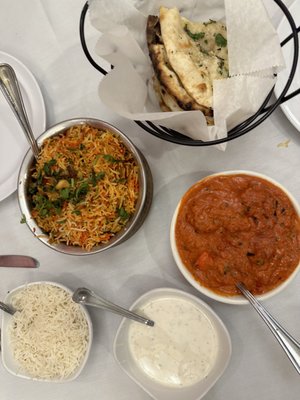 Chicken Tikka Masala Garlic Naan Lamb Biryani