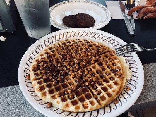 peanut butter waffle w a side of sausage