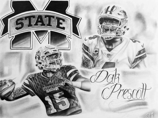 Ryans drawing of Dak Prescott which is in Daks home office