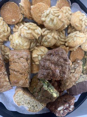 Greasy baked Italian cookies and black & white cookies