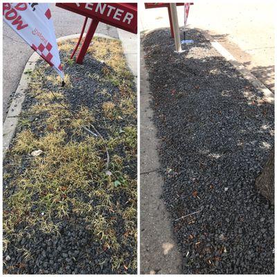 Removal of grass in some decorative rocks