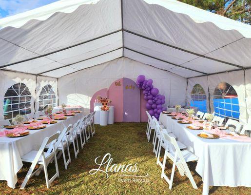 Baby Shower Tent Tables Chairs Event Decor