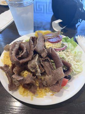 Gyro Meat with Rice & Greek Salad Dinner