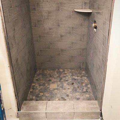 Shower installation in progress