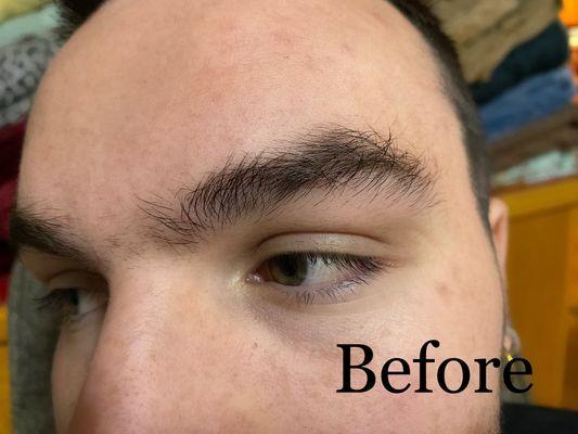 Before eyebrow wax