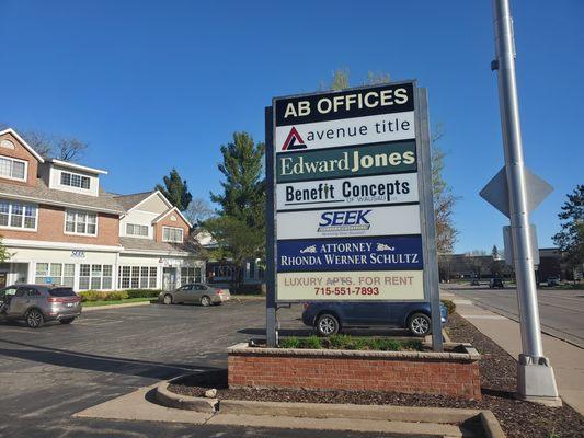 Avenue Title storefront with sign marquee. When you're driving to our Wausau location, this is what you want to see!