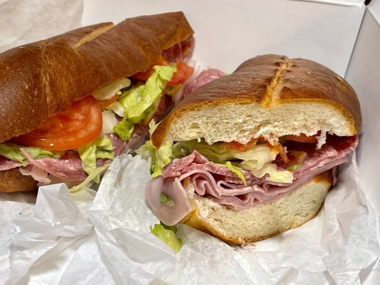 Italian grinder - fresh baked soft bread, salami, sweet ham, lettuce and tomato