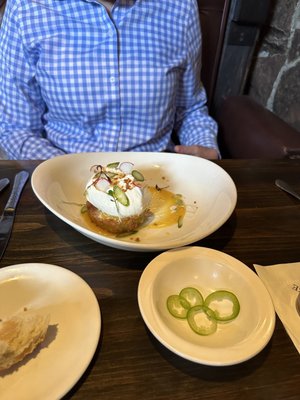 Fried Green Tomato with Burrata