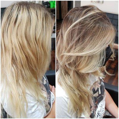 before and after
 reverse balyage