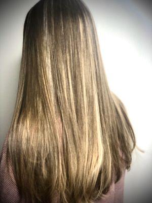 Balayage, with root tap