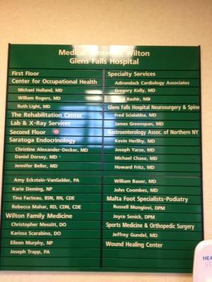 Directory in front lobby