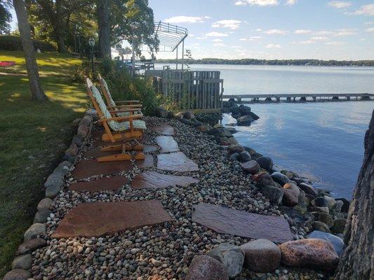 Flagstone seating area.