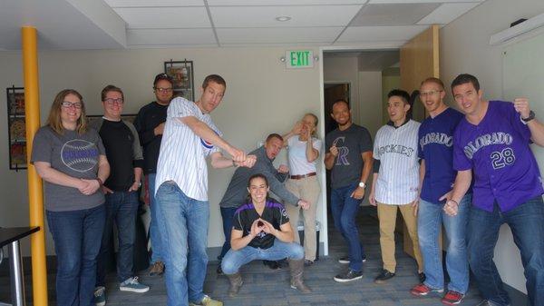 Opening day for Rockies fans in the Denver office!