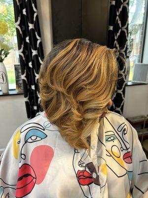 Lowlight & Peakaboo blonde layered cut bob!!