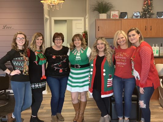 Ugly sweaters at Textures around the holidays :)