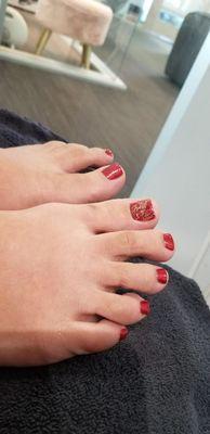 Pedicure with nail stamping