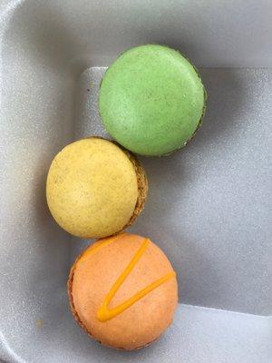 Macarons. Lemon, creme brûlée, mint chocolate