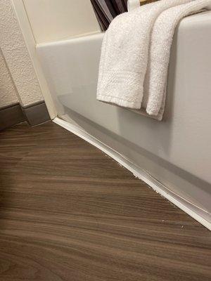 The molding surrounding the tub