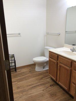 Updated bathrooms. One walk-in shower, one with tub.