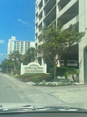 Front entrance to parking deck