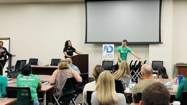 Improv Dallas Team Building event at Paycom June 2023 was a blast for 60 employees. Grapevine TX